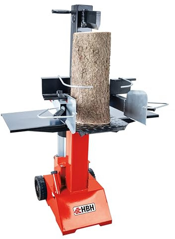HBH Fendeur de bois 230V HSSN800 (Fendeur de bois de chauffage électrique, 3000W, longueur de fendage 55cm, diamètre de fendage 30cm, puissance de fendage 8 tonnes, fendeur hydraulique vertical) rouge