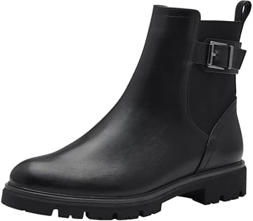 MARCO TOZZI Bottines Chelsea Vegan pour femme avec fermeture éclair, Noir, 38 EU