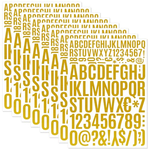 Yoolhamy Letter Stickers 8 Sheets Alphabet Stickers, 1 Inch 2 Inch Self Adhesive Vinyl Letters Waterproof Stick on Letter for Crafts Signs Scrapbooking Poster Cards (2 inch 1 inch, Gold)
