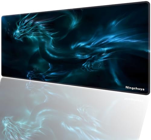 Ningchuya Gaming Mouse Pad, Large Desk Mat on Top of Desk Keyboard Playmat, 600x300mm Extended Mouse Pad for Work & Game (60x30SilverDragonEU)