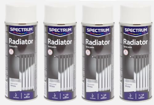 Générique Lot de 4 Bombes Blanc Brillant - SPECIAL RADIATEUR - 400ml - Bombe Peinture Aérosol - Séchage rapide - 262