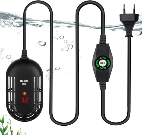 Riscaldatore per Acquario, 50 W Riscaldamento per Acquario, Riscaldatore Acquario, Riscaldamento Dell'acquario Dotato Di Indicatore Della Temperatura a LED e Regolatore Temperatura Esterno Regolabile