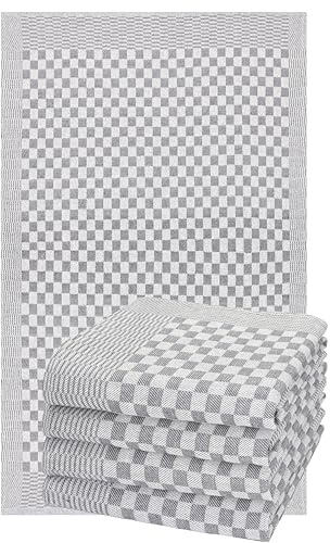 Betz 5er Set 50x100cm Küchentuch Baumwolle Meinor Grubentuch extrem strapazierfähig und saugstark trocknergeeignet - Gastronomiequalität - Geschirrtücher BW grau