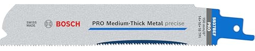 Bosch 5x PRO Medium-Thick Metal precise S937BEF Recip Saw Blade, 1,1 x 25 x | für Rohre und Profile aus Metall, Nichteisenmetalle, Länge 150 mm, Professional Zubehör Säbelsäge
