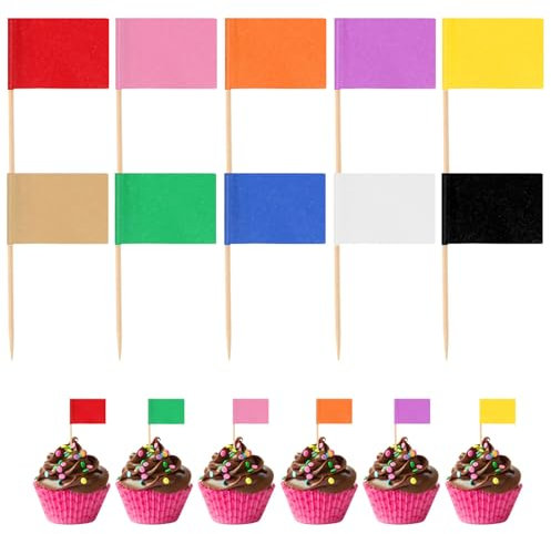 100pz Bandierine Stuzzicadenti Vuote Colorate, 10 Colori Bandierine Rettangolari Stuzzicadenti Bandierine Stuzzicadenti Colore Solido Etichette Alimenti Bandierine Stuzzicadenti Decorazioni