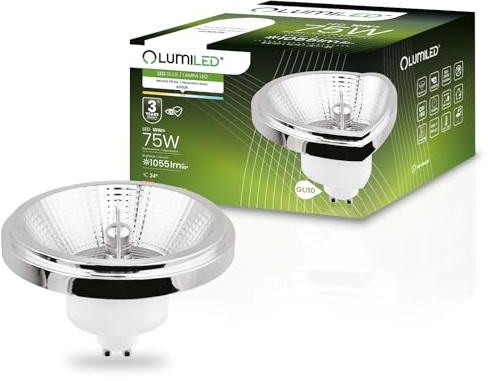 Lumiled LED-Leuchtmittel ES111 GU10 Fassung Spannung 230V 10W (Entspricht 75 Watt) Neutralweiß 4000K 24 Grad Abstrahlwinkel Silber 1055 Lumen Ra>90 Aluminium PC