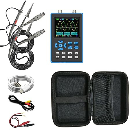 POOIQX Osciloscopio Digital DSO2512G de Doble Canal, 120M de Ancho de Banda, generador de señal de Tres Modos de Disparo, osciloscopio de Mano de 2,8'',Análisis Profesional