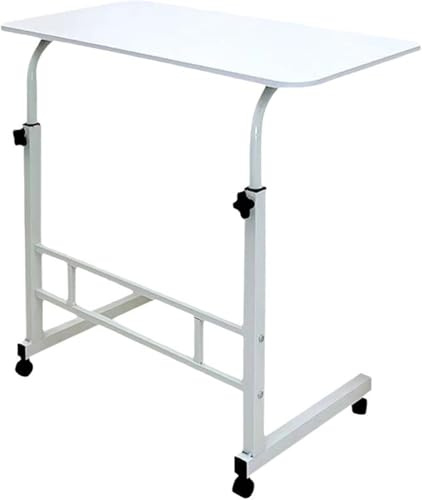 Zanbeel Mobile Laptop Desk with Wheels, Height Adjustable Side Table for Sofa and Bed, White