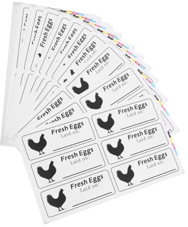 Alipis Egg Carton Date Labels 120 Stickers (20 Sheets) Food Safe Adhesive Fresh Egg Produce Stamp for Farm Cartons and Chicken Containers for Home Use