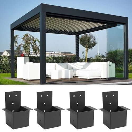Kit de soporte de pérgola, soporte de esquina resistente, base de columna, soportes de base para cenadores, pérgolas de patio, cabaña de troncos al aire libre