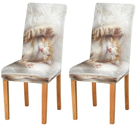 Stuhlhussen mit niedlichem Katzen-Motiv, dekorative Stuhlhussen für Esszimmer, Stuhlkissen für Esszimmer