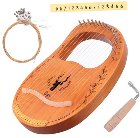 Vaguelly 1 Satz 16 Leier Tragbare Harfe Musikinstrumente Ukulele Saiten-musical Tragbares Harfeninstrument Klassische Harfe Posaune Laute Instrument Schoßharfe Maultrommel Holz