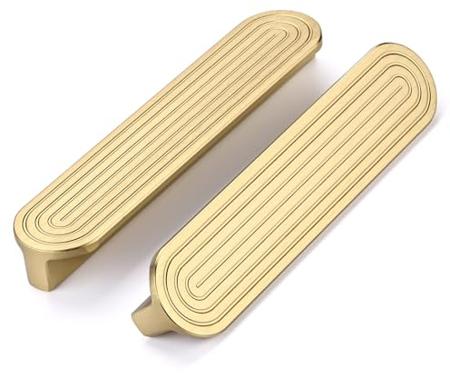 SYZOW 6 stycken möbelhandtag borstad mässing 128 mm hålavstånd lådor handtag guld skåphandtag