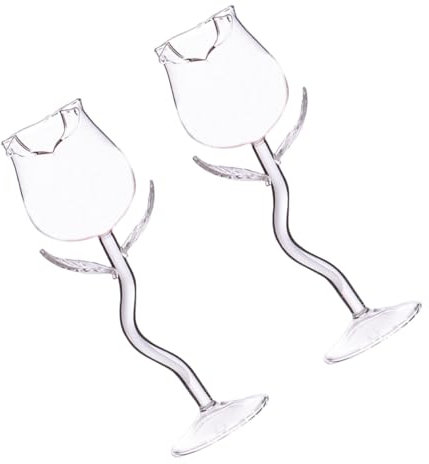Alipis 2 Pezzi Bicchieri Vino Rosso a Forma Di Fiore Di Rosa Bicchieri Da Vino Creativi Per Feste Matrimoni e Festival Materiale Decorativo e Resistenti Per Uso Durevole