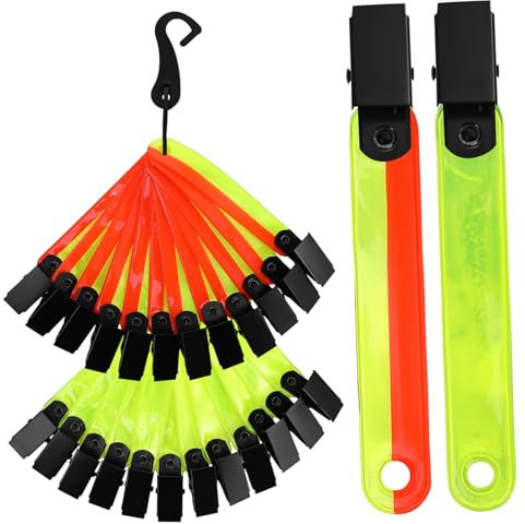 Abaodam Wegmarkierungsband Reflektierend Mit Clip Aus PVC Und Metall Gelb Und Orange Fluoreszierend Wasserabweisend Für Jagd Hiking Outdoor