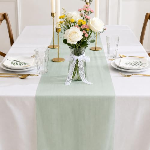 Siumir Vlies Tischläufer 30 cm x 25 m, 30g/m² Eukalyptus Grün Tischband für Ostern, Pfingsten, Taufe, Kommunion, Konfirmation, Hochzeit, Ramadan, Geburtstag, Gartenparty