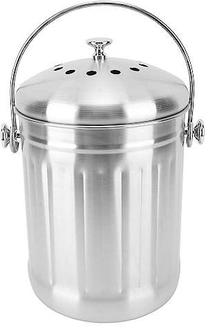 Baxnore Secchio compost da in acciaio inossidabile con bidone compost con filtri a carbone grande maniglia di grande design moderno facile da pulire