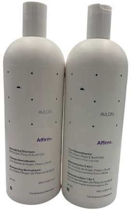 Affirm 5 In 1 Reconstructor + Normalizing Shampoo Combo (32 oz Each) – Professional Repair System for Damaged or Fine, Limp Hair – With Argan, Pequi & Buriti Oils