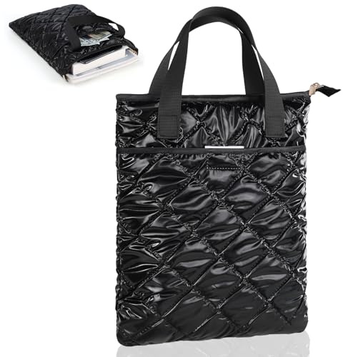 31 x 26 cm Bolsa Funda para Libro Lectura Bolsillo de Material Impermeable con Algodón Protector para Protección Libros Adaptable a Cualquier Grosor Y Bolsillo Adicional Regalo para Amiga(Negro)