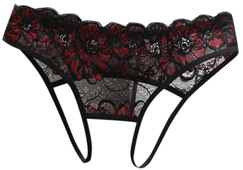Slutty Sexy Panties for Women See Through Lace Bikini Panties Tummy Control Underwear Comfor Lingerie Soft Hipsters Crotchless Cutout G String Low Waisted Thongs Breathable Briefs
