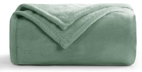 Aisbo Plaid Coperta Pile Singolo - Coperta Morbida Letto Singolo 130x150 cm Piccolo, Plaid Divano Flanella Coperta Calda Invernale, Fleece Blanket for Sofa and Couch, Verde Salvia