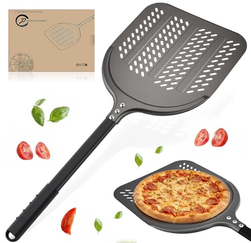 Pala per pizza di alta qualità, con manico rimovibile, per pizza in alluminio anodizzato duro (antiaderente), 30,5 x 30,5 x 73 cm, per una facile scorrevolezza su pietra per pizza fatta in casa