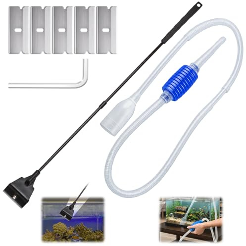 YciVhh 7PCS Aquarium Algae Scraper Tool Set, Fish Tank Cleaning Kit, Aquarium Gravel Cleaner and Algae Scraper, Efficient Maintenance Tool for Freshwater and Marine Aquariums