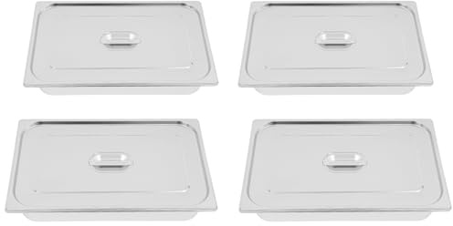 Plato buffet de acero inoxidable, lote 4, bandeja gastro con tapa hermética, recipiente de comida 7,5 L, baño maría apilable, para restaurante y familia