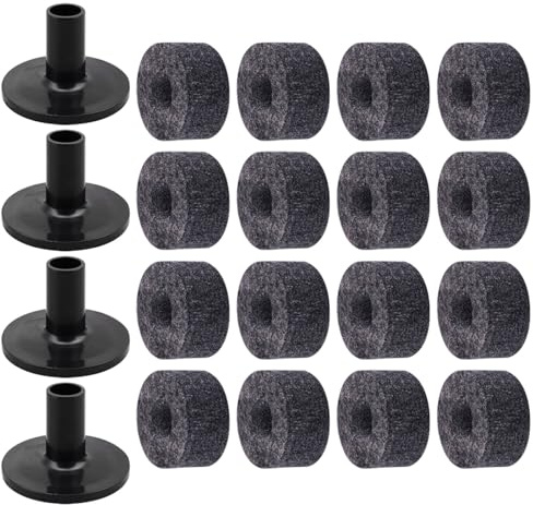Luxshiny 20 Unidades Almohadillas de Fieltro y Fácil Montaje Reducción de Ruido Color Negro para Platillos y Soportes de Bombo para Sesiones de Práctica y Apartamentos