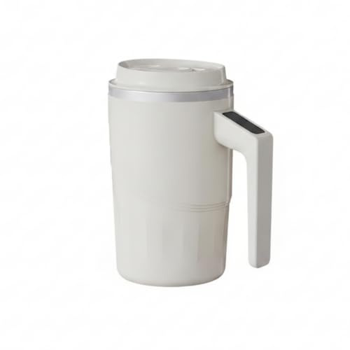perfk Tasse Auto-mélangeuse Électrique Gobelet de Mélange Mug Chauffant Récipient à Boisson avec Intérieur en Acier Inoxydable 304 et Coque Lisse Adaptée aux Étudiants Bureaux Studios, Blanc, 400ml