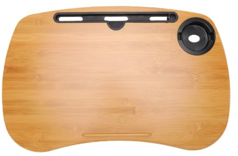 Fafeicy Bureau pour Ordinateur Portable avec Coussin, Plateau de Lit pour Ordinateur Portable en Bambou