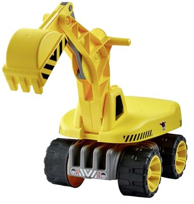 BIG - Power-Worker Maxi-Digger - Kinderfahrzeug, geeignet als Sandspielzeug und für das Kinderzimmer, Baggerfahrzeug zum Sitzen bis 50 kg, für Kinder ab 3 Jahren, Gelb