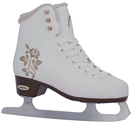 Head Eiskunstlauf Schlittschuhe Opal I Knöchelpolster I Damen Schlittschuhe mit Edelstahlkufe I Floral-Design I ideal für Einsteigerinnen - Weiß (Gr. 39)