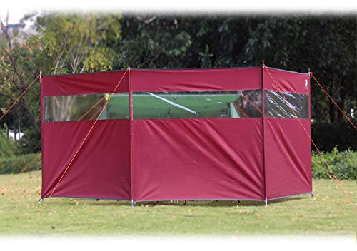 HIKEMAN Camping Windschutz Sichtschutz Garten - Strand Windschutz mit Sichtfenster,Outdoor Caravan Privacy Shield,kann als Zeltplane für Picknick,Grill,Lagerfeuer verwendet Werden(Wine red)