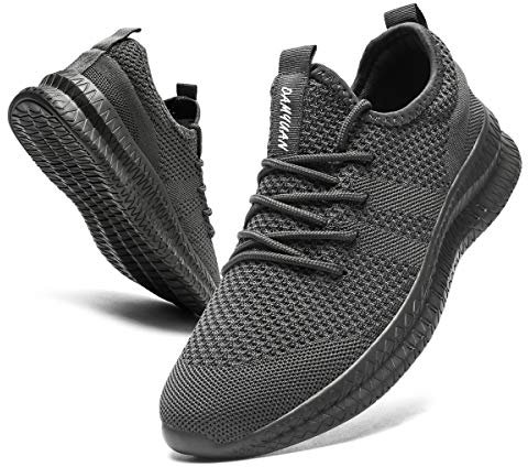 CAIQDM Schuhe Herren Laufschuhe Sneaker Outdoor Sportschuhe Turnschuhe männer Joggingschuhe atmungsaktiv Running Shoes Men Walking Schuhe Freizeitschuhe Fitness Schuhe Dunkelgrau 44 EU