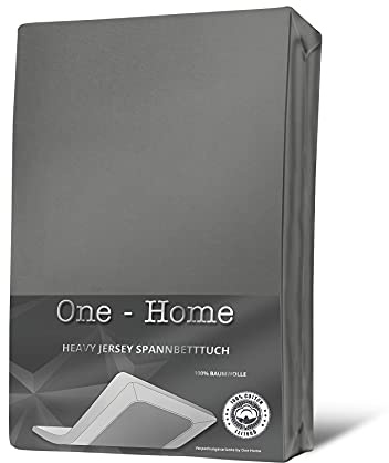 one-home Jersey Spannbettlaken Spannbetttuch weiche Heavy Baumwolle mit Rundumgummizug, Farbe:Grau, Größe:120x200 cm - 130x200 cm