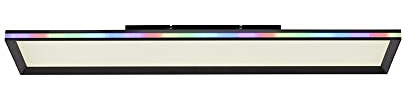 SellTec LED Panel schwarz 100x25cm, RGB Lichteffekt im Gehäuserand, Deckenlampe mit CCT Lichttemperaturwechsel, dimmbar Fernbedienung……