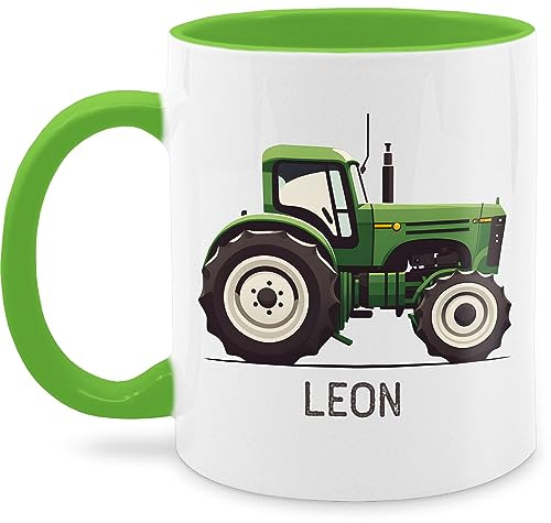 Tasse Tassen 325ml - Traktor mit Name personalisiert I Landwirte Geschenk Landwirt I Traktoren Geschenke Trecker I Landwirtschaft - 325 ml - Hellgrün - für teetasse einschulung bulldog kaffeetasse