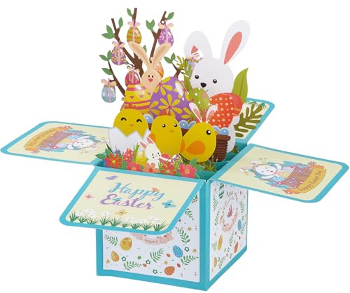 BOFUNX Biglietto Auguri di Pasqua Pop Up 3D Biglietto di Pasqua 3D Biglietto di Auguri Pasqua Regalo di Pasqua Cartolino Fai da Te per Famiglia Amica Festa