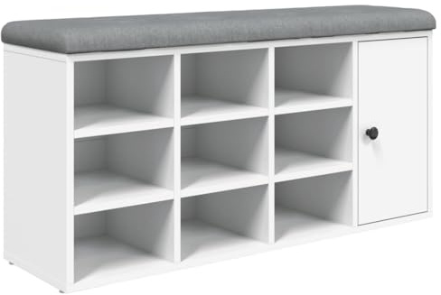 vidaXL Skobänk vit 102x32x50 cm konstruerat trä, hallbänk, skoförvaring, bänk med förvaring, hallbänkar, bänk med skoförvaring, bänkar med förvaring