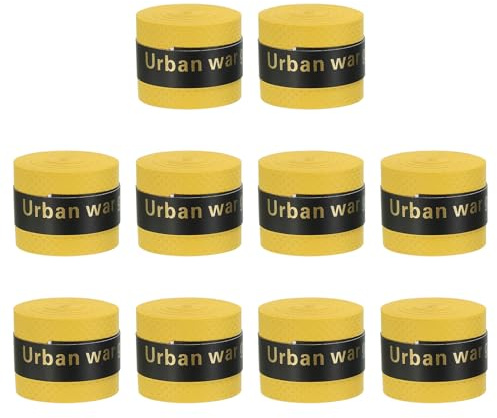 PATIKIL Empuñadura de Raqueta de Tenis Y Bádminton 10 Piezas Cintas Antideslizantes para Agarre de Raqueta Que Absorben Sudor Envoltura de Cinta para Béisbol Pickleball Amarillo