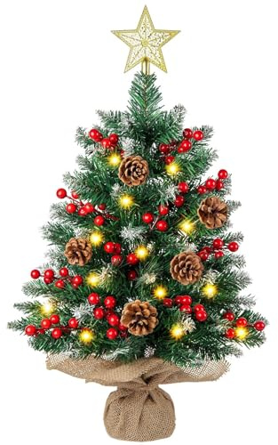 N&T NIETING Mini Weihnachtsbaum mit Beleuchtung LED, 61CM Künstlicher Weihnachtsbaum, Tisch Weihnachtsbaum klein für Home Party Büro Tischdeko Weihnachts Deko(Grün)