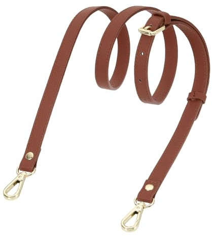QUARKZMAN Echtes Leder Taschenriemen, Schultergurt 106cm-130cm Verstellbare Crossbody Handtaschengurt 1,5cm/0,7 Breite Schulterriemen für Taschen Schultertasche(Karamell, Goldschnalle)