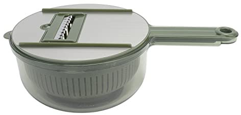 Coupe-légumes polyvalent, broyeurs de légumes en acier inoxydable PP avec boîte de rangement et panier de vidange, râpe à légumes for fromage, légumes, pommes de terre, noix, chou froid (vert)(Green)