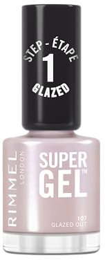 Rimmel Super Gel, 107 Glazed Out, Long-Lasting Nail Polish, Glazed Finish, Easy Application, Gel-like Manicure, Chip Resistant, Clean Formula, 12ml