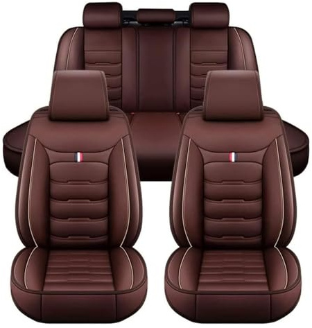 ZARUXCHA Auto Sitzbezüge für Dacia Duster 2000-2018 2019 2020 2021 2022 2023, Leder Autositzbezüge Sets, 5 Sitzer Schonbezüge Sitzschoner Vorne Hinten Wasserdicht Sitzauflage Accessories(E(Coffee))