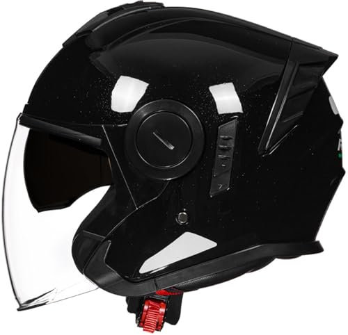 Casque De Moto Adulte avec Anti Scratch Visiere, Casque Moto Demi-Jet Homme, Casque Semi-Ouvert Casque Jet Urbain Vintage Casque Moto Et Scooter Compact Femme Demi Casque 4,L