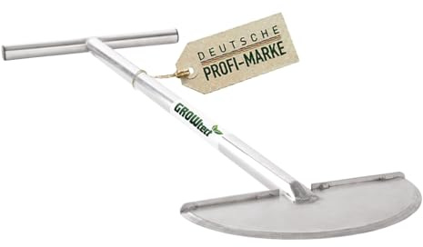 GROWtect PRO Rasenkantenstecher – Profi Kantenstecher mit geschärftem Blatt für Garten- und Landschaftsbau, Sportplatzpflege und Greenkeeper – Scharfe Klinge | Edelstahlstiel (T-Griff) aus einem Stück