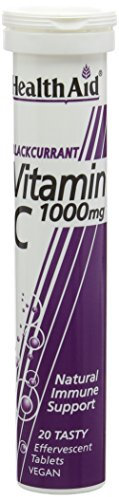 HealthAid Vitamin C Blackcurrant Flavour Vegetarian Effervescent 1000mg 20 Tablets, Pack of 3
