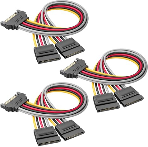 Cable Matters 3-Pack 15 Pin SATA Power Splitter Cable - 8 Inches, SATA Power Y-Splitter Cable